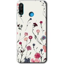 MRC İletişim Huawei P30 Lite Kılıf Hd Desen Baskılı Arka Kapak + Temperli Cam - Mat Çiçek
