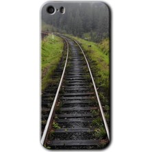 MRC İletişim iPhone 5s Kılıf Hd Desen Baskılı Arka Kapak + Temperli Cam - Tren Yolu