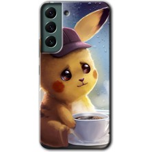 MRC İletişim Samsung Galaxy S22 Kılıf Hd Desen Baskılı Arka Kapak + Temperli Cam - Üzgün Pikaçu