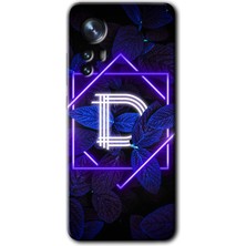 MRC İletişim Xiaomi Mi 12 Pro Kılıf Hd Desen Baskılı Arka Kapak - Dark Neon Yaprak D Harfi
