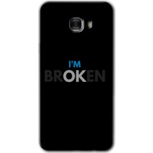 MRC İletişim Samsung Galaxy C7 Pro Kılıf Hd Desen Baskılı Arka Kapak + Temperli Cam - Im Broken
