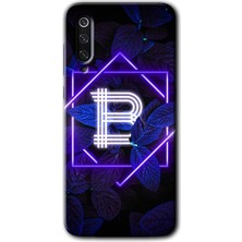 MRC İletişim Xiaomi Mi 9 Se Kılıf Hd Desen Baskılı Arka Kapak - Dark Neon Yaprak B Harfi