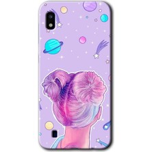 MRC İletişim Samsung Galaxy A10 Kılıf Hd Desen Baskılı Arka Kapak + Temperli Cam - Uzaylı Kız