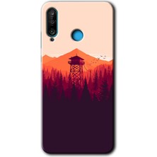 MRC İletişim Huawei P30 Lite Kılıf Hd Desen Baskılı Arka Kapak + Temperli Cam - Gözlem Kulesi