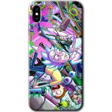 MRC İletişim iPhone x Kılıf Hd Desen Baskılı Arka Kapak + Temperli Cam - Graffiti Çizgi Film