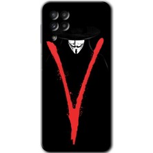 MRC İletişim Samsung Galaxy M22 Kılıf Hd Desen Baskılı Arka Kapak + Temperli Cam - V For