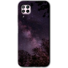 MRC İletişim Huawei P40 Lite Kılıf Hd Desen Baskılı Arka Kapak + Temperli Cam - Gece Galaksi