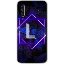 MRC İletişim Xiaomi Mi 9 Se Kılıf Hd Desen Baskılı Arka Kapak - Dark Neon Yaprak L Harfi