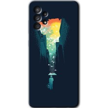 MRC İletişim Samsung Galaxy A33 Kılıf Hd Desen Baskılı Arka Kapak + Temperli Cam - City Bird Sky