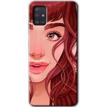 MRC İletişim Samsung Galaxy A51 Kılıf Hd Desen Baskılı Arka Kapak + Temperli Cam - Kızıl Kız