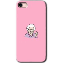 MRC İletişim iPhone 8 Kılıf Hd Desen Baskılı Arka Kapak + Temperli Cam - Bad Grandmother