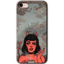 MRC İletişim iPhone 7 Kılıf Hd Desen Baskılı Arka Kapak + Temperli Cam - Devil Girl