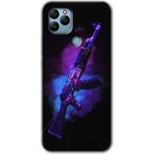 MRC İletişim General Mobile Gm 21 Kılıf Hd Desen Baskılı Arka Kapak + Temperli Cam - Ak