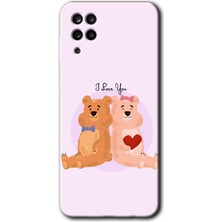 MRC İletişim Samsung Galaxy A12 Kılıf Hd Desen Baskılı Arka Kapak + Temperli Cam - Sevgili Ayıcık