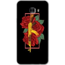 MRC İletişim Samsung Galaxy C7 Kılıf Hd Desen Baskılı Arka Kapak + Temperli Cam - Bedel