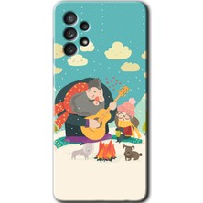 MRC İletişim Samsung Galaxy A33 Kılıf Hd Desen Baskılı Arka Kapak + Temperli Cam - Kış Pikniği