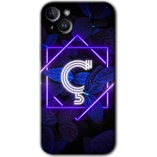 MRC İletişim iPhone 14 Kılıf Hd Desen Baskılı Arka Kapak - Dark Neon Yaprak Ç Harfi