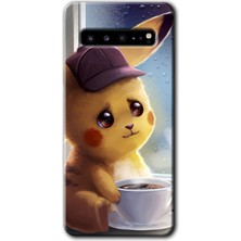 MRC İletişim Samsung Galaxy S10 Plus Kılıf Hd Desen Baskılı Arka Kapak + Temperli Cam - Üzgün Pikaçu