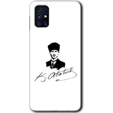 MRC İletişim Samsung Galaxy M31S Kılıf Hd Desen Baskılı Arka Kapak + Temperli Cam - Kemal Atatürk Imza