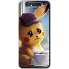 MRC İletişim Samsung Galaxy A80 Kılıf Hd Desen Baskılı Arka Kapak + Temperli Cam - Üzgün Pikaçu