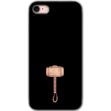 MRC İletişim iPhone 7 Kılıf Hd Desen Baskılı Arka Kapak + Temperli Cam - Thor Çekiç