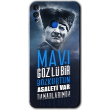 MRC İletişim Honor 8c Kılıf Hd Desen Baskılı Arka Kapak + Temperli Cam - Bozkurt Atatürk