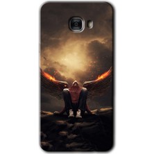 MRC İletişim Samsung Galaxy C7 Kılıf Hd Desen Baskılı Arka Kapak + Temperli Cam - Wings Of Power