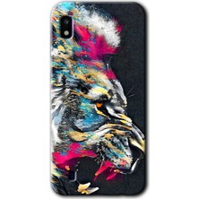 MRC İletişim Samsung Galaxy A10 Kılıf Hd Desen Baskılı Arka Kapak + Temperli Cam - Colorfull Aslan