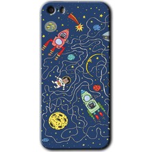 MRC İletişim iPhone 5 Kılıf Hd Desen Baskılı Arka Kapak + Temperli Cam - Kedi Galaksi