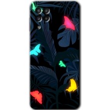 MRC İletişim Samsung Galaxy A22 Kılıf Hd Desen Baskılı Arka Kapak + Temperli Cam - Lighter Butterfly
