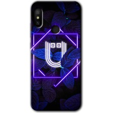 MRC İletişim Xiaomi Mi Max 3 Kılıf Hd Desen Baskılı Arka Kapak - Dark Neon Yaprak Ü Harfi