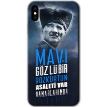 MRC İletişim iPhone Xs Kılıf Hd Desen Baskılı Arka Kapak + Temperli Cam - Bozkurt Atatürk