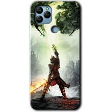 MRC İletişim General Mobile Gm 21 Kılıf Hd Desen Baskılı Arka Kapak + Temperli Cam - Dragon Hunter