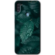 MRC İletişim Samsung Galaxy M11 Kılıf Hd Desen Baskılı Arka Kapak + Temperli Cam - Yağmurlu Yaprak