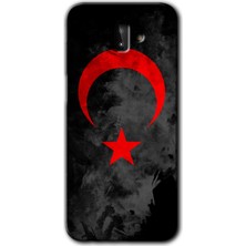 MRC İletişim Samsung Galaxy J8 Kılıf Hd Desen Baskılı Arka Kapak + Temperli Cam - Black Ayyıldız