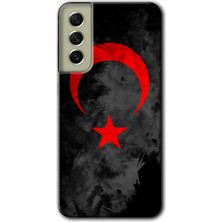 MRC İletişim Samsung Galaxy S21 Fe Kılıf Hd Desen Baskılı Arka Kapak + Temperli Cam - Black Ayyıldız