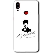 MRC İletişim Samsung Galaxy A10S Kılıf Hd Desen Baskılı Arka Kapak + Temperli Cam - Kemal Atatürk Imza