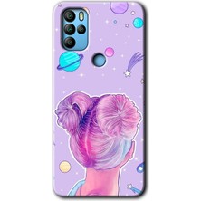 MRC İletişim General Mobile Gm 21 Pro Kılıf Hd Desen Baskılı Arka Kapak + Temperli Cam - Uzaylı Kız