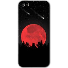 MRC İletişim iPhone 5s Kılıf Hd Desen Baskılı Arka Kapak + Temperli Cam - Kanlı Ay