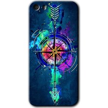 MRC İletişim iPhone 5s Kılıf Hd Desen Baskılı Arka Kapak + Temperli Cam - Gizemli Pusula