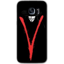 MRC İletişim Samsung Galaxy S7 Edge Kılıf Hd Desen Baskılı Arka Kapak + Temperli Cam - V For