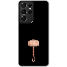 MRC İletişim Samsung Galaxy S21 Ultra Kılıf Hd Desen Baskılı Arka Kapak + Temperli Cam - Thor Çekiç
