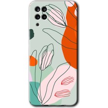 MRC İletişim Samsung Galaxy A12 Kılıf Hd Desen Baskılı Arka Kapak + Temperli Cam - Vektör Çiçekler