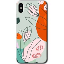 MRC İletişim iPhone x Kılıf Hd Desen Baskılı Arka Kapak + Temperli Cam - Vektör Çiçekler