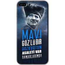MRC İletişim iPhone 7 Plus Kılıf Hd Desen Baskılı Arka Kapak + Temperli Cam - Bozkurt Atatürk