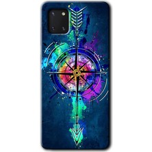 MRC İletişim Samsung Galaxy A81 Kılıf Hd Desen Baskılı Arka Kapak + Temperli Cam - Gizemli Pusula