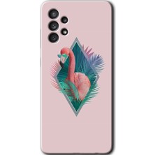 MRC İletişim Samsung Galaxy A72 Kılıf Hd Desen Baskılı Arka Kapak + Temperli Cam - Flamingo