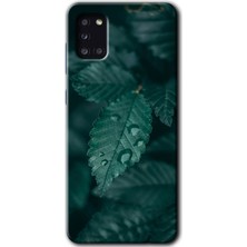MRC İletişim Samsung Galaxy A31 Kılıf Hd Desen Baskılı Arka Kapak + Temperli Cam - Yağmurlu Yaprak