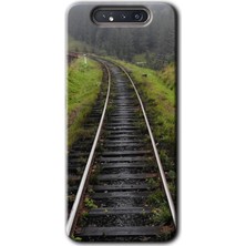 MRC İletişim Samsung Galaxy A80 Kılıf Hd Desen Baskılı Arka Kapak + Temperli Cam - Tren Yolu