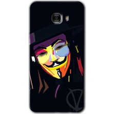 MRC İletişim Oto-OnaySamsung Galaxy C7 Pro Kılıf Hd Desen Baskılı Arka Kapak + Temperli Cam - Vendetta